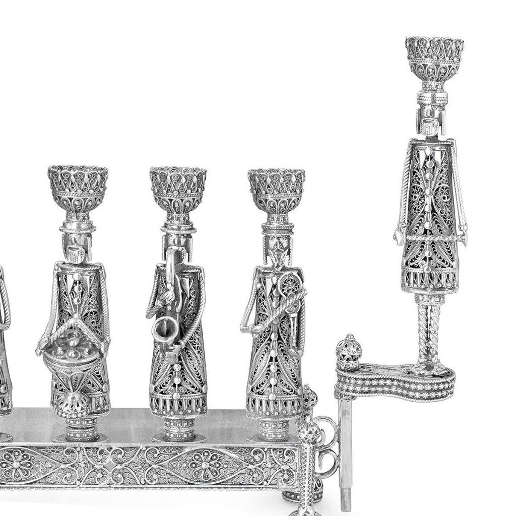 Silver Menorah with Klezmer Musicians – Medium Size