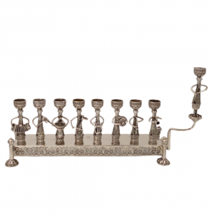 Sterling Silver Hannukkah Menorah with Klezmer Musicians - Small
