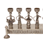 Sterling Silver Hannukkah Menorah with Klezmer Musicians – Small