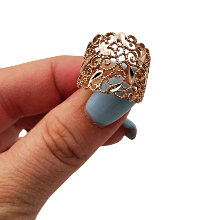 Vintage Style Filigree Ring in 14k Gold