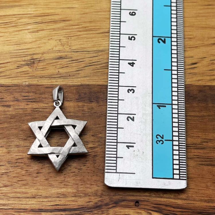 Star of David Textured Interwoven 3D Pendant in 14K Gold
