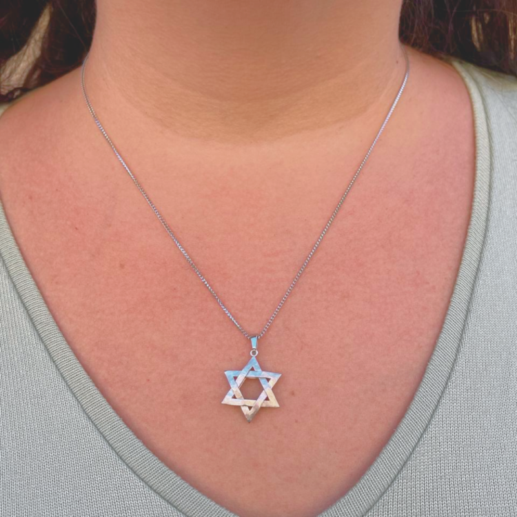 Star of David Textured Interwoven 3D Pendant in 14K Gold