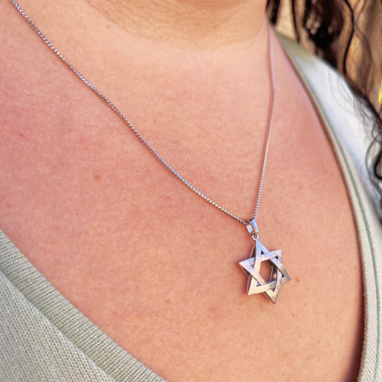 Star of David Textured Interwoven 3D Pendant in 14K Gold