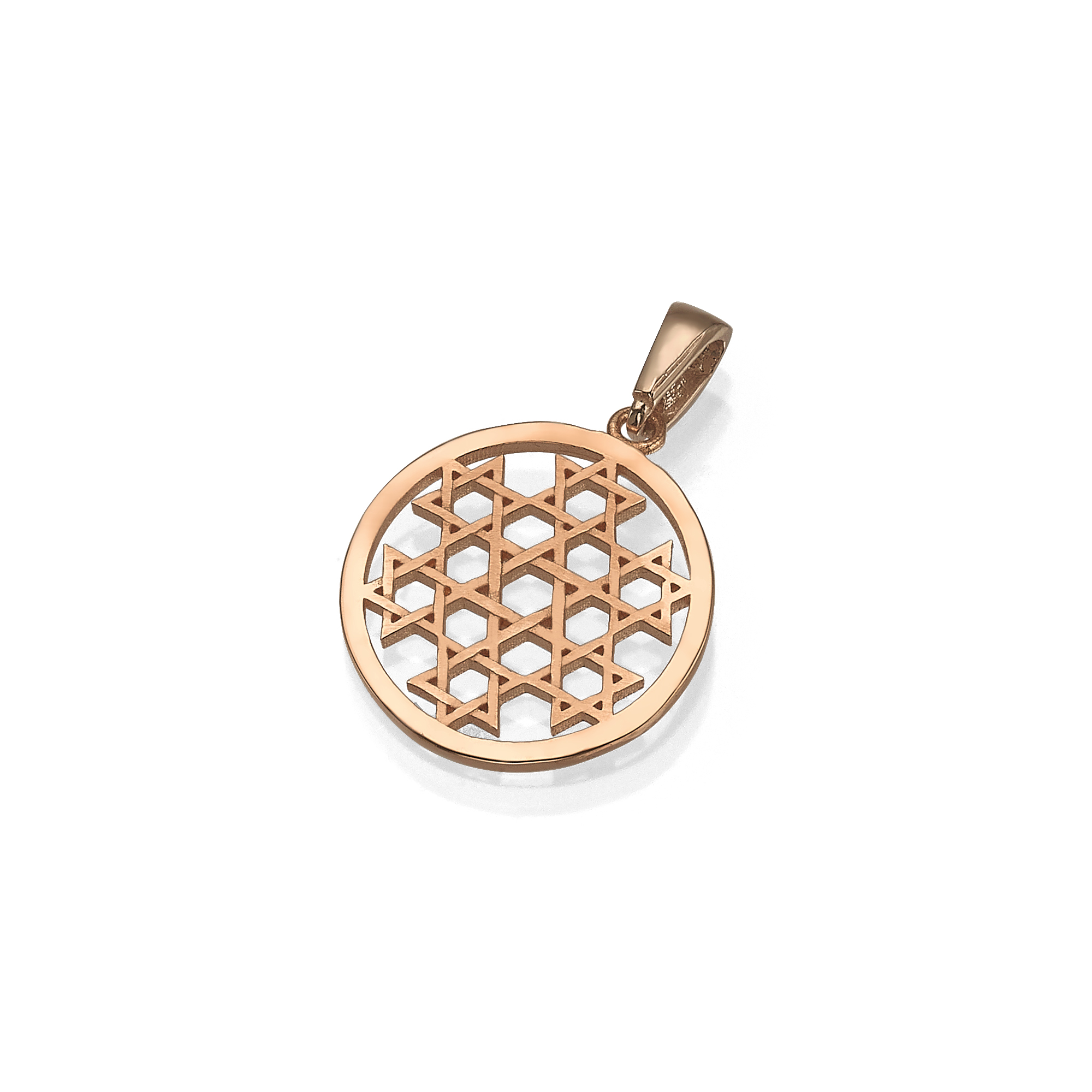 Star of David Medallion Pendant in Solid 14k Gold