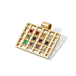 Hoshen Pendant with Diamond and Gemstones in 14k Gold