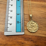 Shema Israel Pendant – 14K Gold Round Pendant with Diamond Cut Border