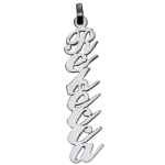 Vertical Silver Script Name Pendant
