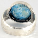 Silver Hammered Roman Glass Ring