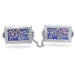 Colored Enamel Jerusalem Silver Tallis Clips