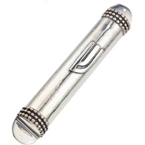Hammered Silver Dotted Mezuzah