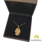 14k Gold 3D Old City Jerusalem Hamsa Thick Pendant