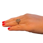 Gold Garnet Ring – 14K Rose Gold Antique Style Garnet Flower Ring