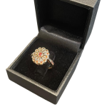 Gold Garnet Ring – 14K Rose Gold Antique Style Garnet Flower Ring