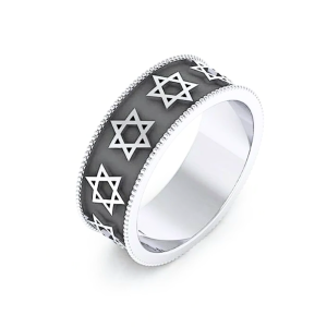 Star of David Ring in Silver and Black