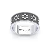 Star of David Ring in Silver and Black