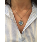 Silver Roman Glass Circular Nautical Necklace
