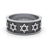 Star of David Ring in Silver and Black