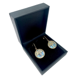 Tree of Life Earrings with Roman Glass in 14K Gold