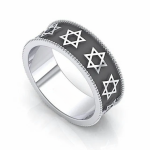 Star of David Ring in Silver and Black