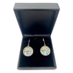 Tree of Life Earrings with Roman Glass in 14K Gold