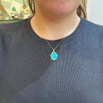 Blue Opal Hamsa Pendant in 14k Yellow Gold