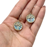 Tree of Life Earrings with Roman Glass in 14K Gold