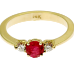 Ruby & Diamond 3 Stone Ring in 14K Yellow Gold