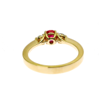 Ruby & Diamond 3 Stone Ring in 14K Yellow Gold