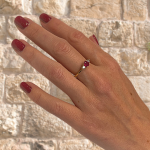 Ruby & Diamond 3 Stone Ring in 14K Yellow Gold