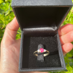 Ruby & Diamond 3 Stone Ring in 14K Yellow Gold
