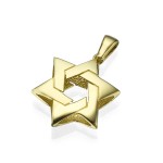 Pillow Intertwined 14k Gold Star of David Pendant