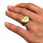 14K Yellow Gold Diamond Cut Heart Shaped Mom Ring