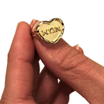 14K Yellow Gold Diamond Cut Heart Shaped Mom Ring