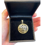 14K Gold 3D Rounded Shema Israel Pendant