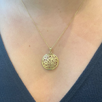 14K Gold 3D Rounded Shema Israel Pendant