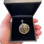 Shema Israel Pendant Large Domed 14K Two Tone Gold Diamond