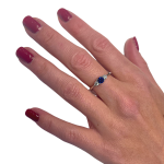 Sapphire & Diamond 3 Stone Ring in 14K White Gold
