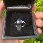 Sapphire & Diamond 3 Stone Ring in 14K White Gold