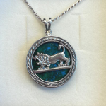 Lion of Judah Pendant and Chain – Jerusalem Eilat Stone Round Silver