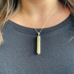 14K Two Tone Gold Star of David Design Mezuzah Pendant