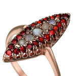 Gold Garnet Ring – 14K Rose Gold Antique Style Marquise Garnet Ring