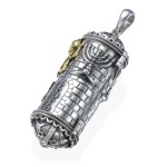 Silver & Gold Jewish Symbols Torah Pendant