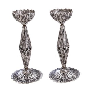 Sterling Silver Teardrop Filigree Candle Sticks