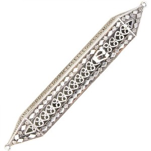 Silver Filigree Triangular Mezuzah Case