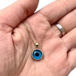 Evil Eye Pendant in 14k Gold Blue Crystal