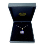 Star of David – 14K White Gold Diamond Multi – Pendant with Blue Enamel