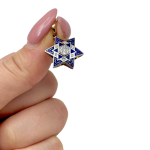 Star of David – 14K White Gold Diamond Multi – Pendant with Blue Enamel