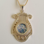 14k Gold Roman Glass Harp of David Pendant