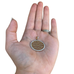 Shema Yisrael Flat 14k Gold Two-Tone and Diamond Large Pendant