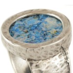 Silver Hammered Roman Glass Ring